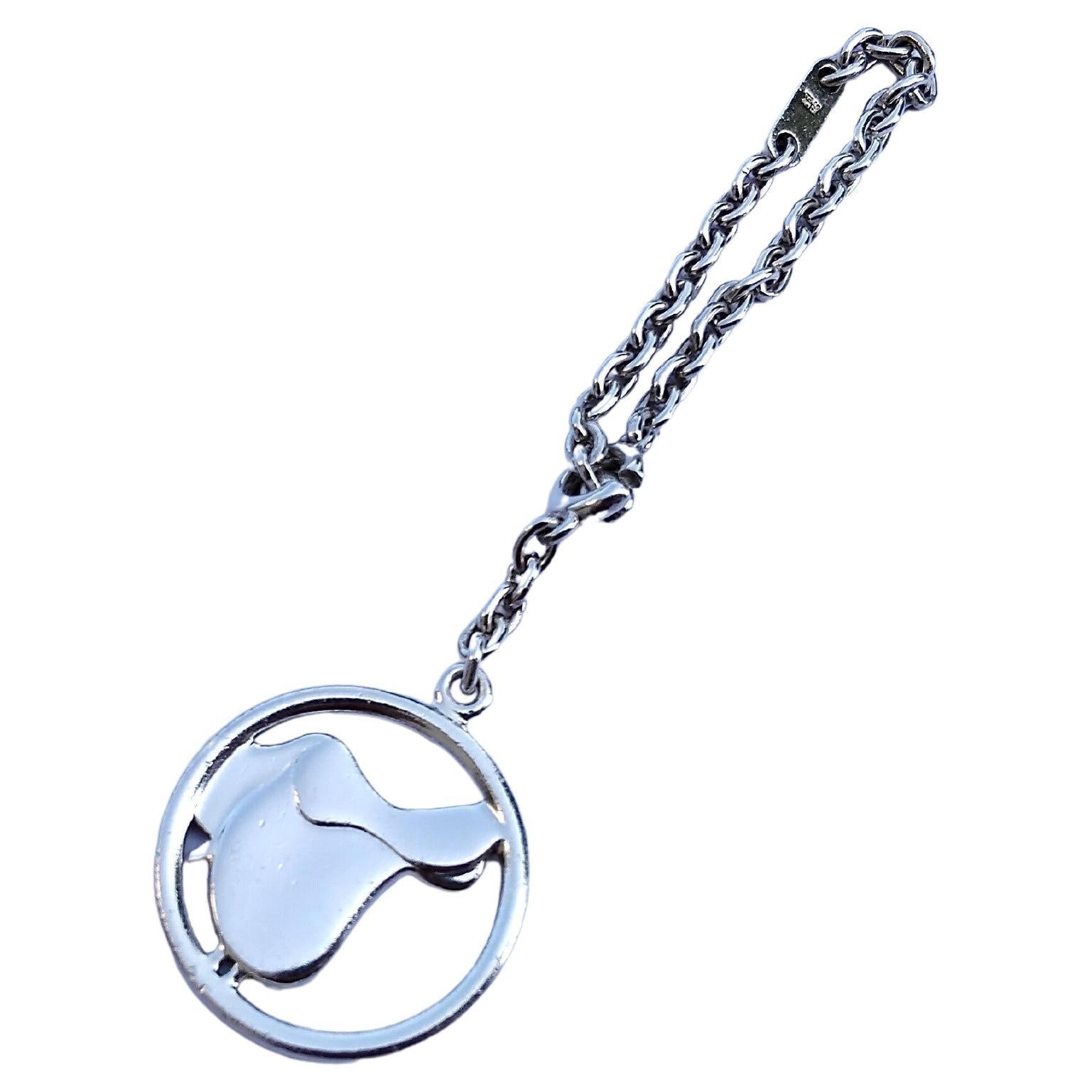 Hermès Saddle Silver Keychain Horse Equestrian Texas For Sale