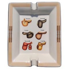 Hermès Saddles Cigar Ashtray Change Tray Porcelain Horse Riding Rodeo Texas