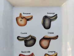 Hermès Saddles Cigar Ashtray Change Tray Porcelain Horse Riding Rodeo Texas