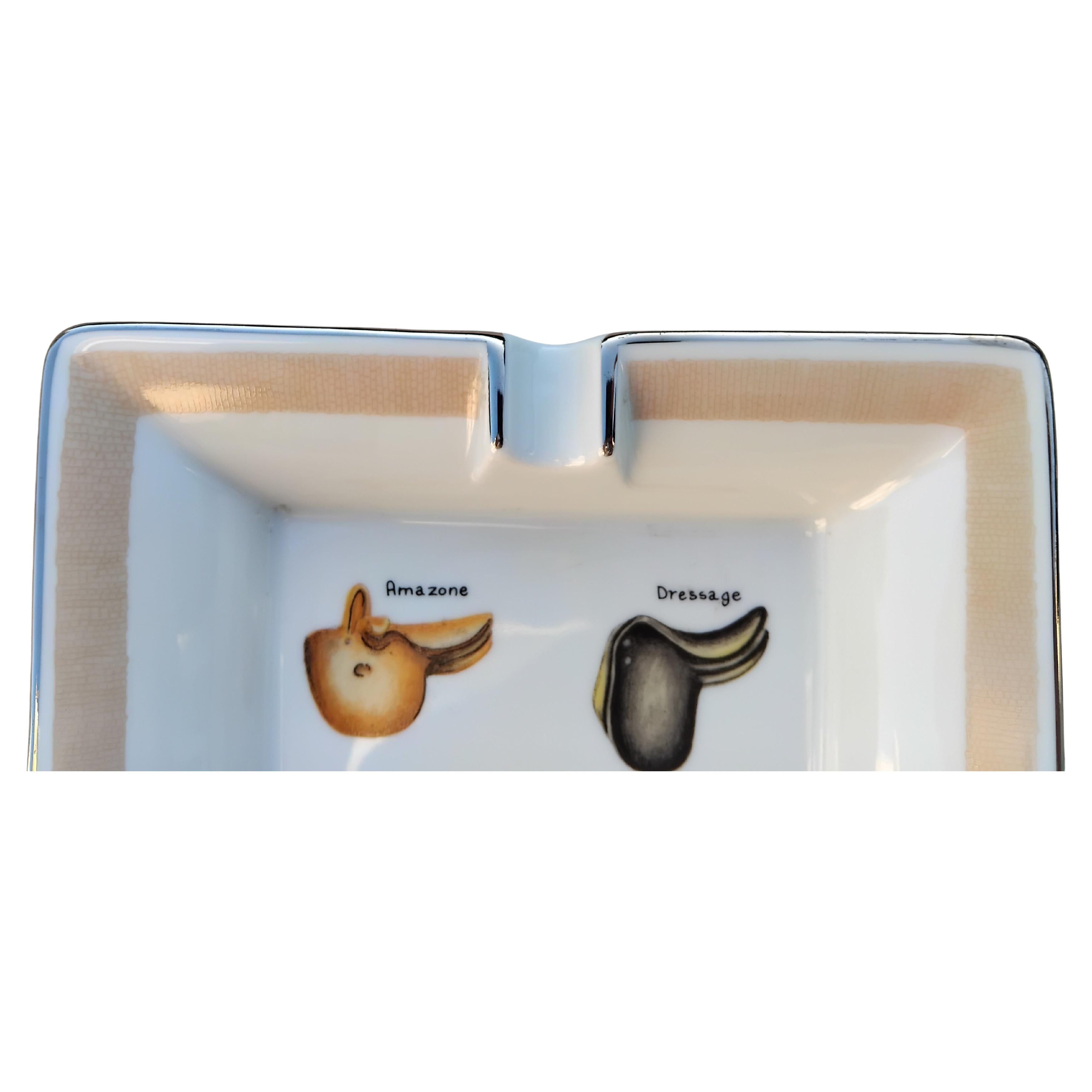 Hermès Saddles Cigar Ashtray Change Tray Porcelain Horse Riding Rodeo Texas For Sale 2