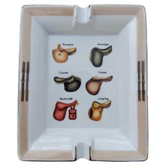 Hermès Saddles Cigar Ashtray Change Tray Porcelain Horse Riding Rodeo Texas
