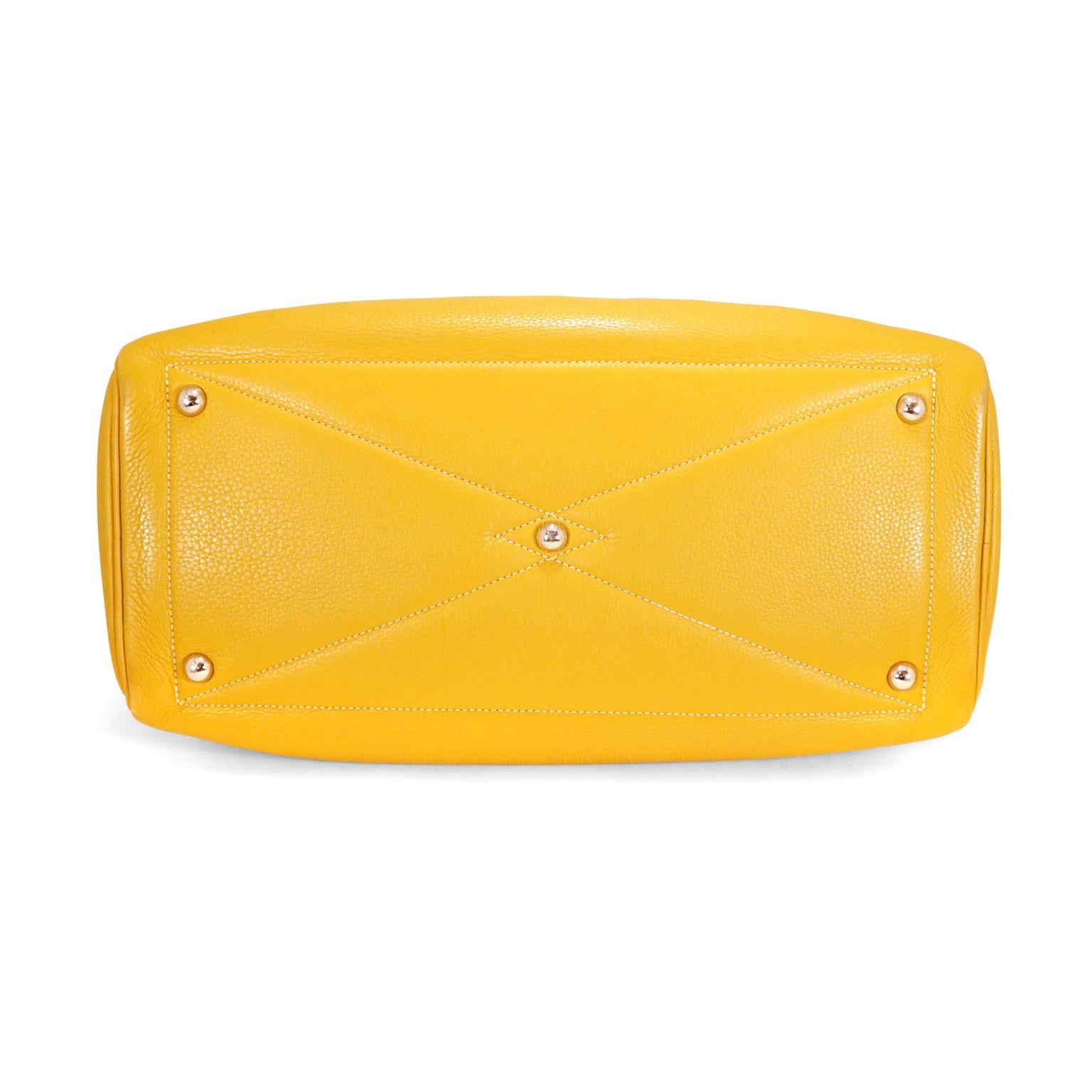 Yellow Hermès Moutarde Clemence 35 cm Victoria II Bag