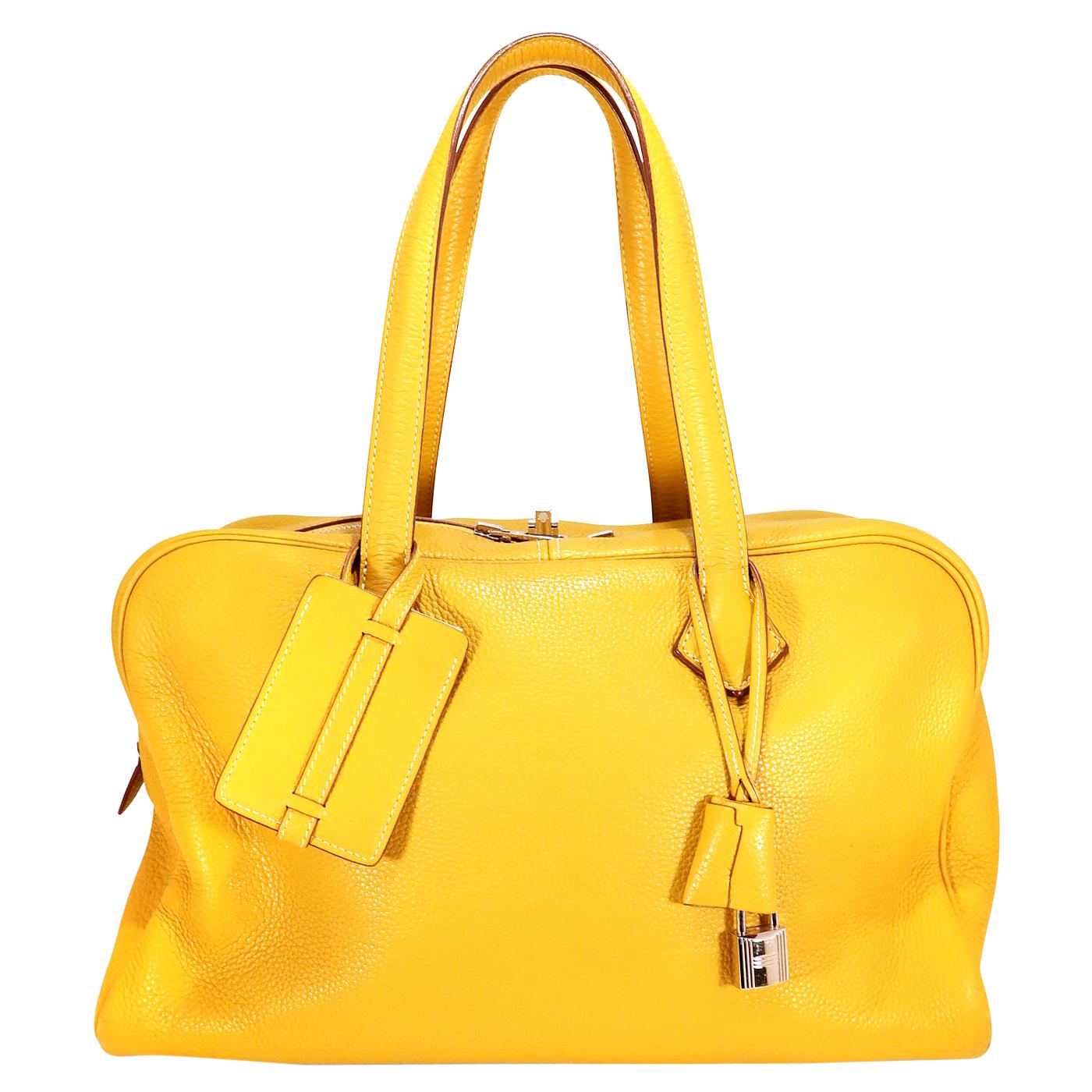 Hermès Moutarde Clemence 35 cm Victoria II Bag