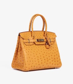 Hermès Saffron Ostrich Leather Birkin 30cm Retourne