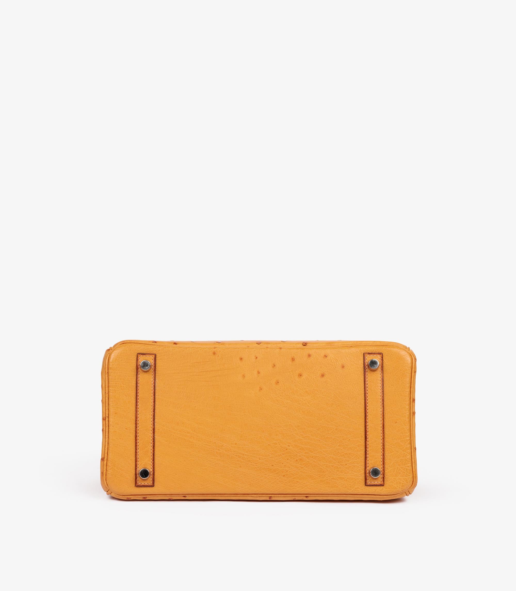 Hermès Saffron Ostrich Leather Birkin 30cm Retourne For Sale 1