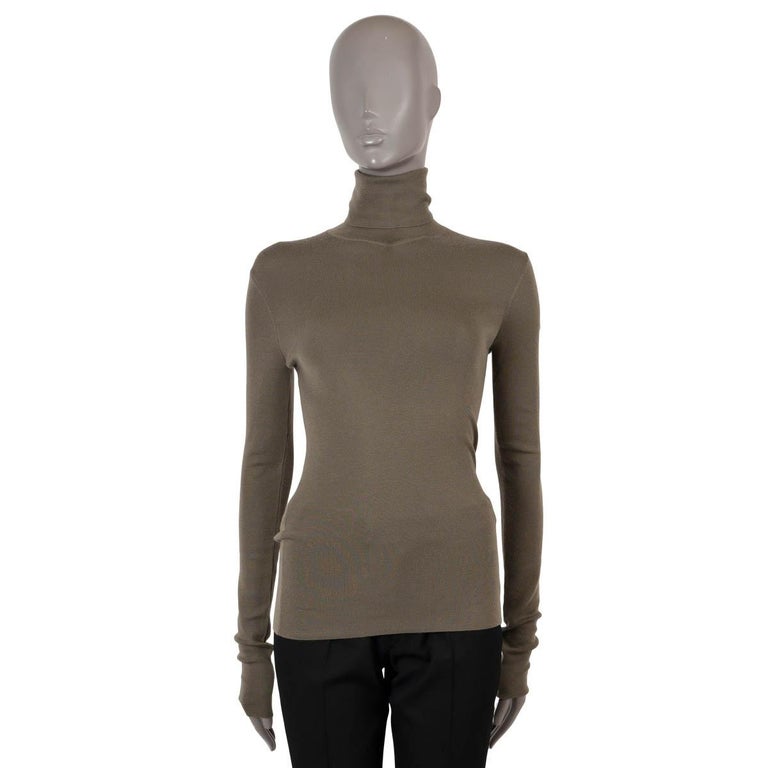 HERMES sage green cashmere FINE-KNIT TURTLENECK Sweater 40 M For 