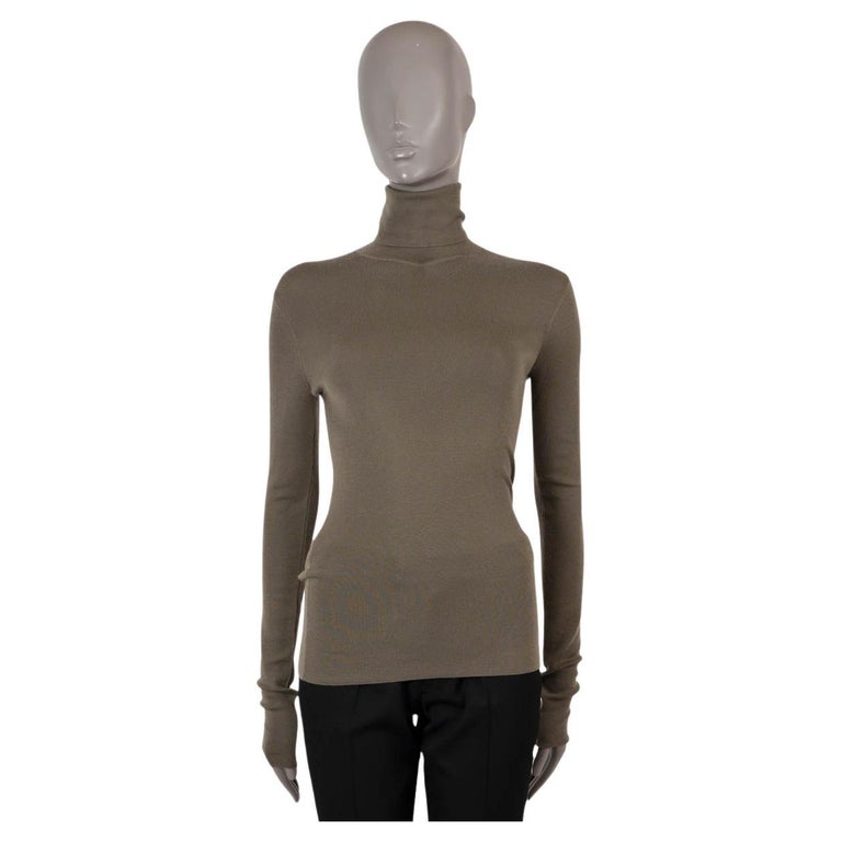 HERMES sage green cashmere FINE-KNIT TURTLENECK Sweater 40 M 