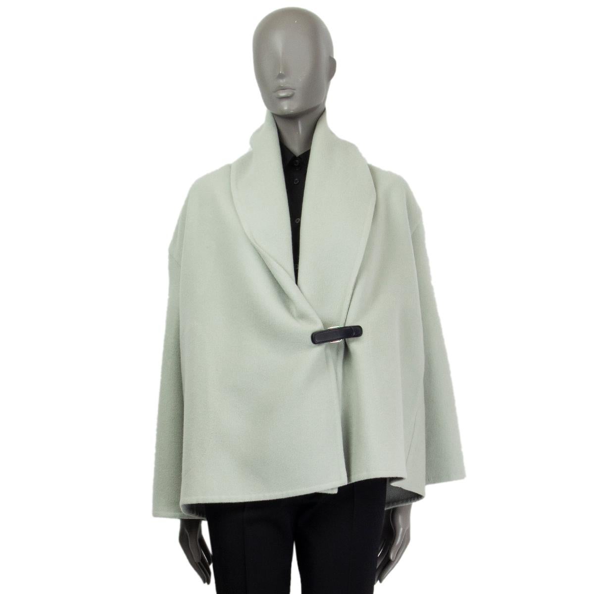 Gray HERMES sage green cashmere SHAWL COLLAR Jacket 34 XS For Sale