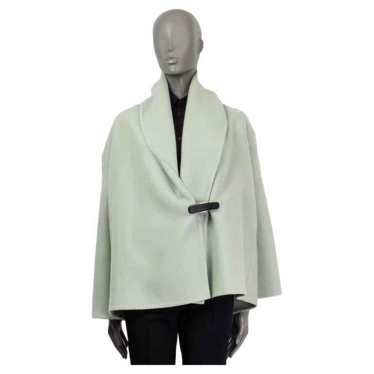 HERMES sage green cashmere SHAWL COLLAR Jacket 34 XS For Sale at 