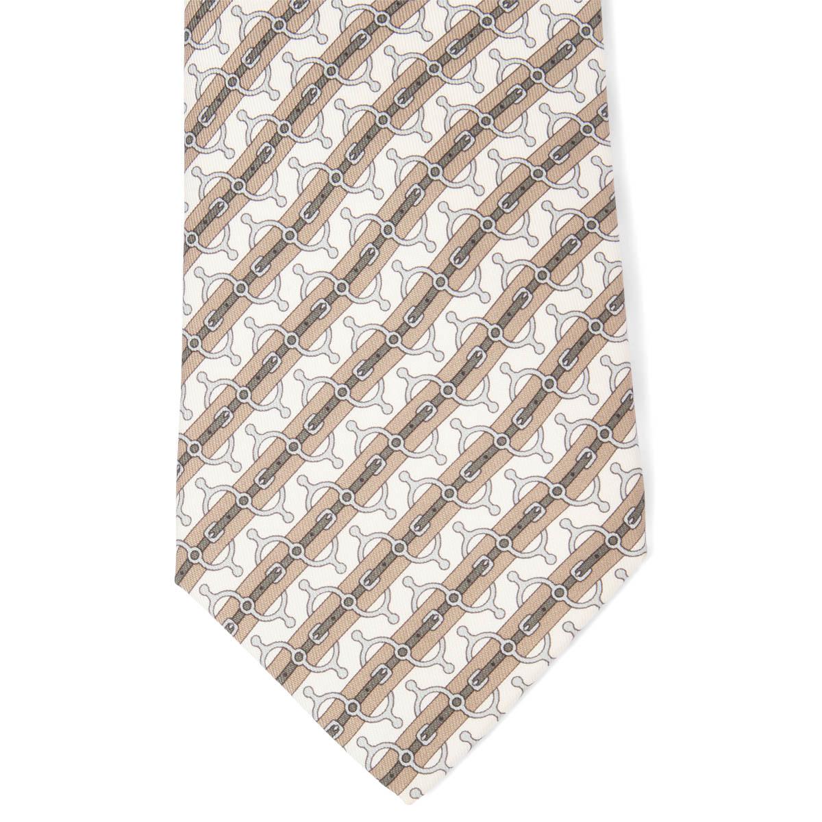 100% authentic Hermes Stir-Up Striped ties in sage ivory, taupe and Gray silk twill (100%). Has been worn and is in excellent condition. No Box.

Measurements
Model	5644
Length	156cm (60.8in)
Widest Point	9cm (3.54in)

All our listings include only