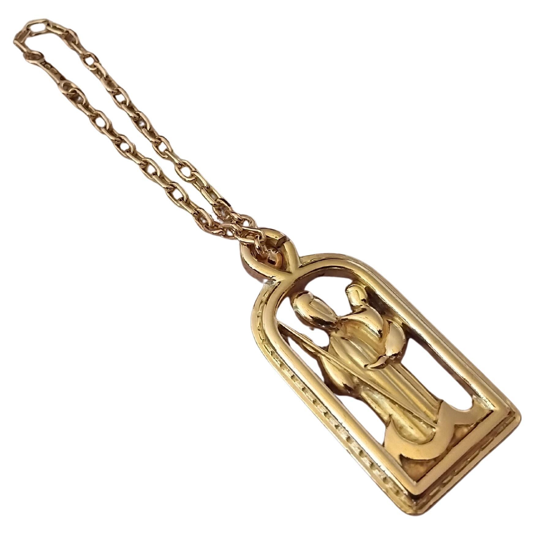 Hermès Saint Christopher Yellow Gold Key Holder Charm (breloque porte-clés en or jaune) en vente 1