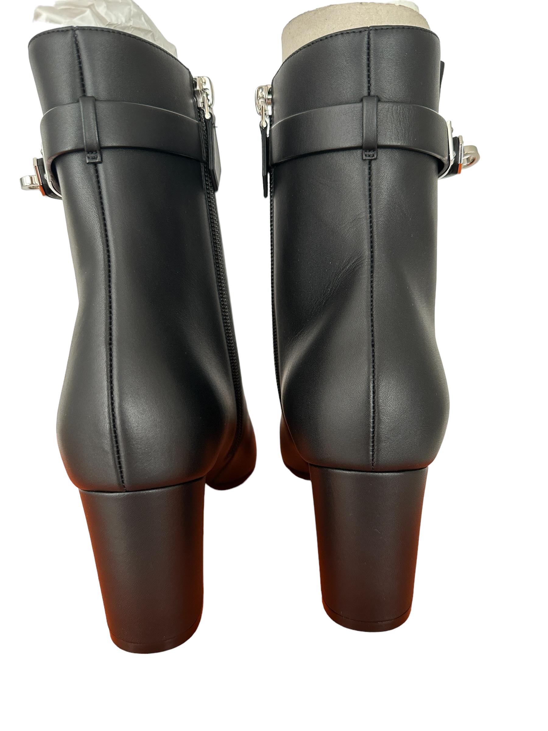 Hermes Boots Saint Germain Ankle Boot Black 40 Kelly Buckle $2000 prix boutique Unisexe en vente