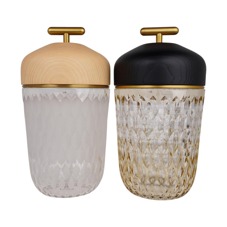 Hermes Saint Louis Folia Portable Lamp Crystal / Ash Wood Limited Edition For Sale at 1stDibs