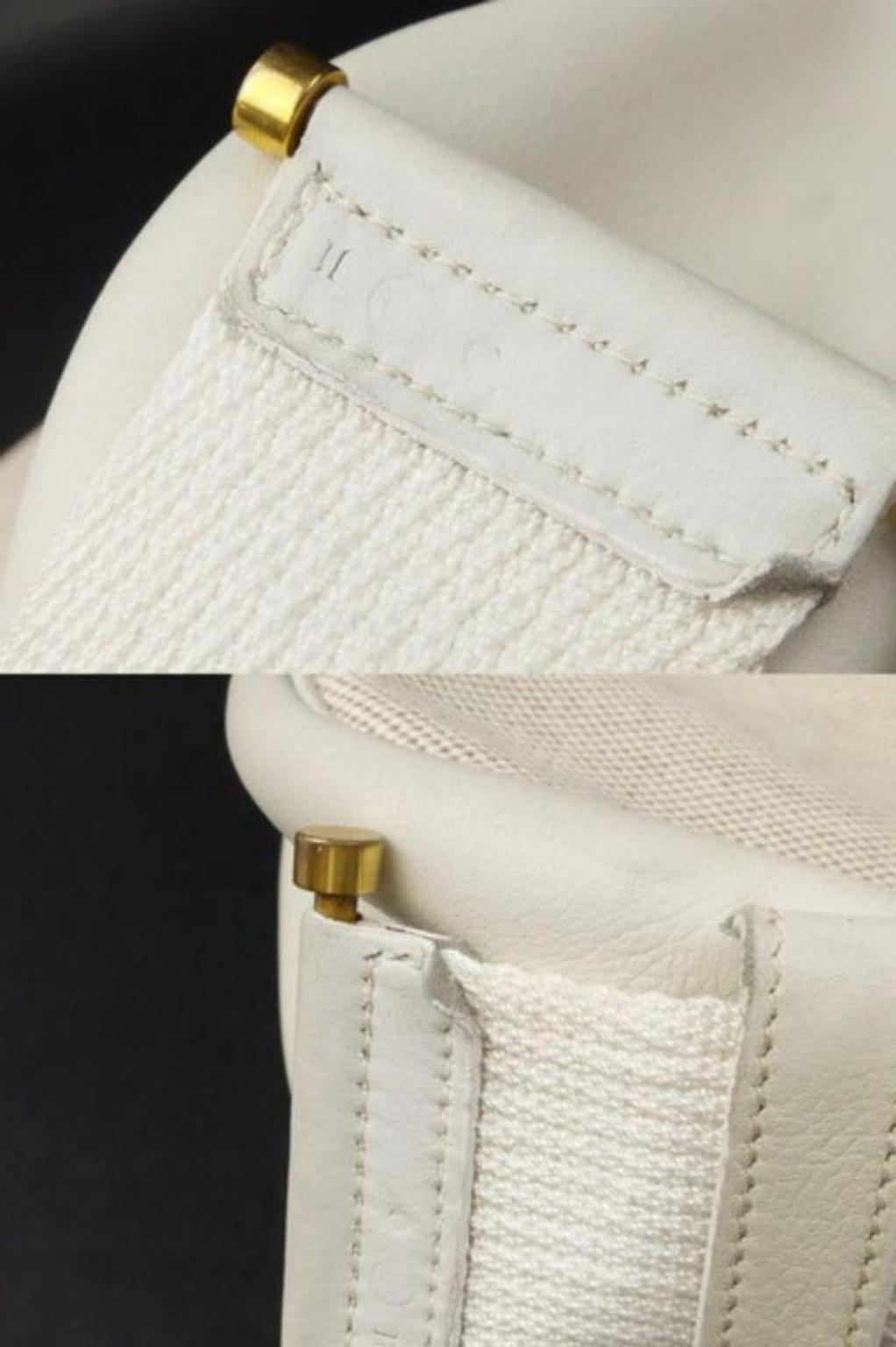 Hermès Sako Toile 223950 Ivory Leather Shoulder Bag For Sale 4