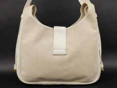 Hermès Sako Toile 223950 Ivory Leather Shoulder Bag