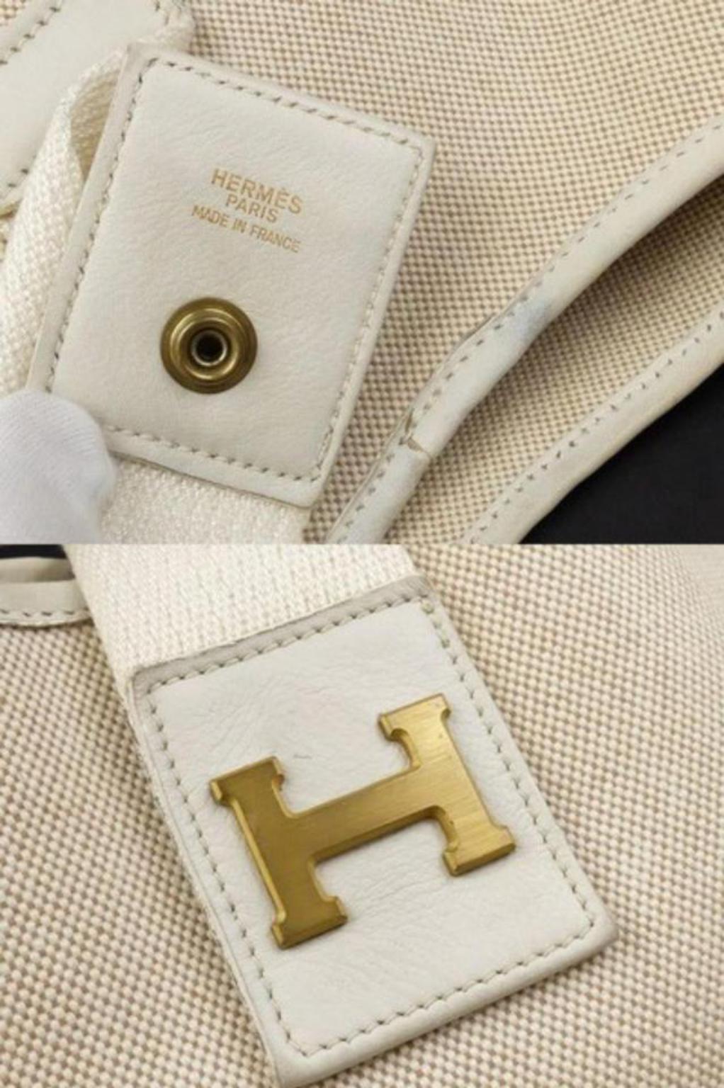 Hermès Sako Toile 223950 Ivory Leather Shoulder Bag For Sale 1