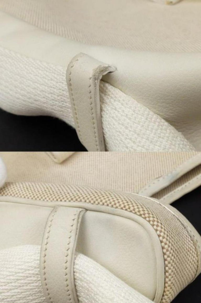 Hermès Sako Toile 223950 Ivory Leather Shoulder Bag For Sale at 1stDibs
