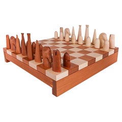 Hermes Samarcande Chess Set Sycamore Mahogany Lambskin Drawers New w/ Box