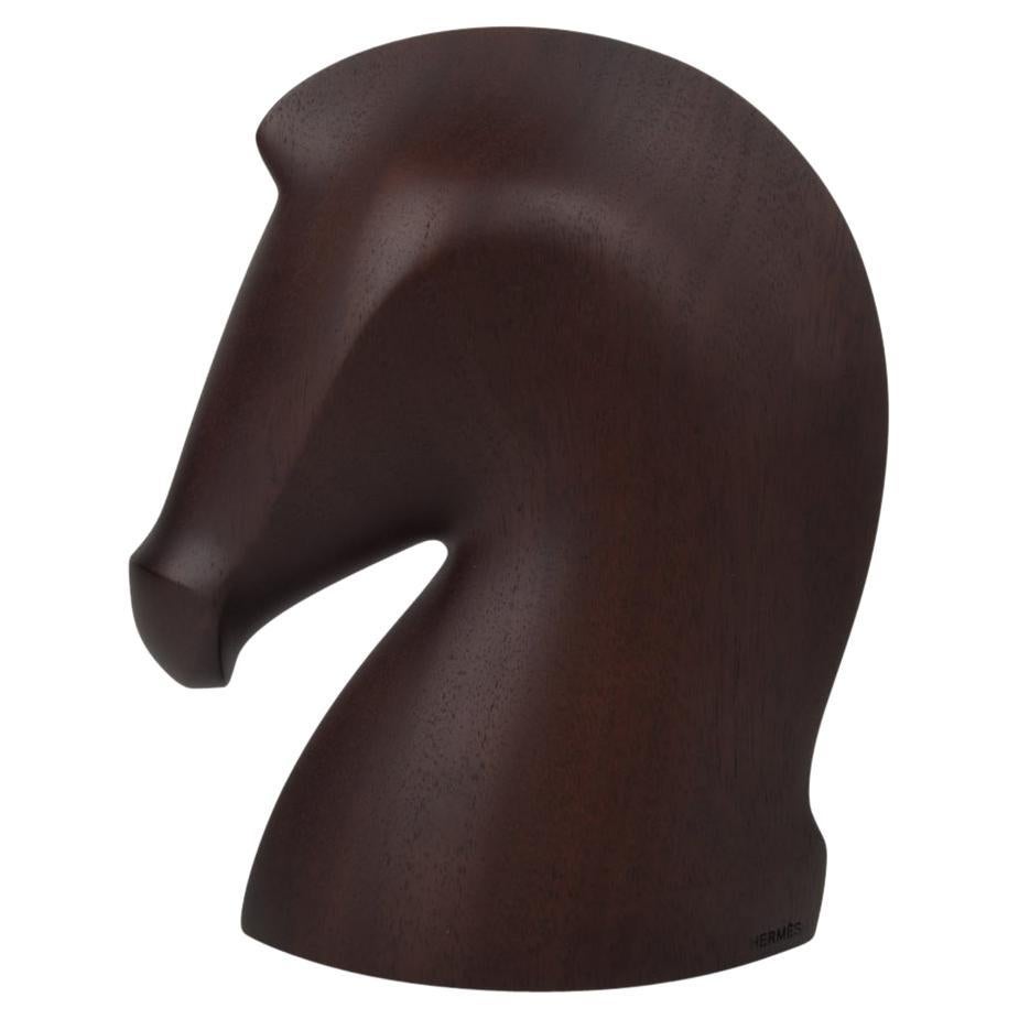 Hermes Samarcande Horse Head Paperweight Brown Mahogany Etoupe New