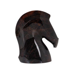 Hermes Samarcande Obsidian Horsehead Paperweight New