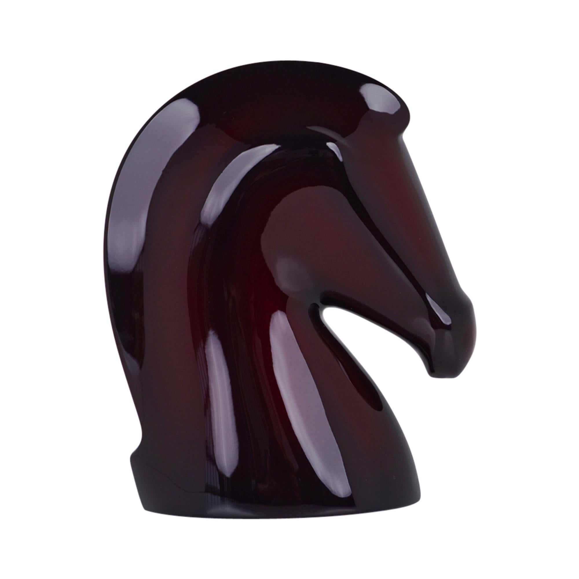 Black Hermes Samarcande Paperweight Aubergine Lacquered Wood New/ Box