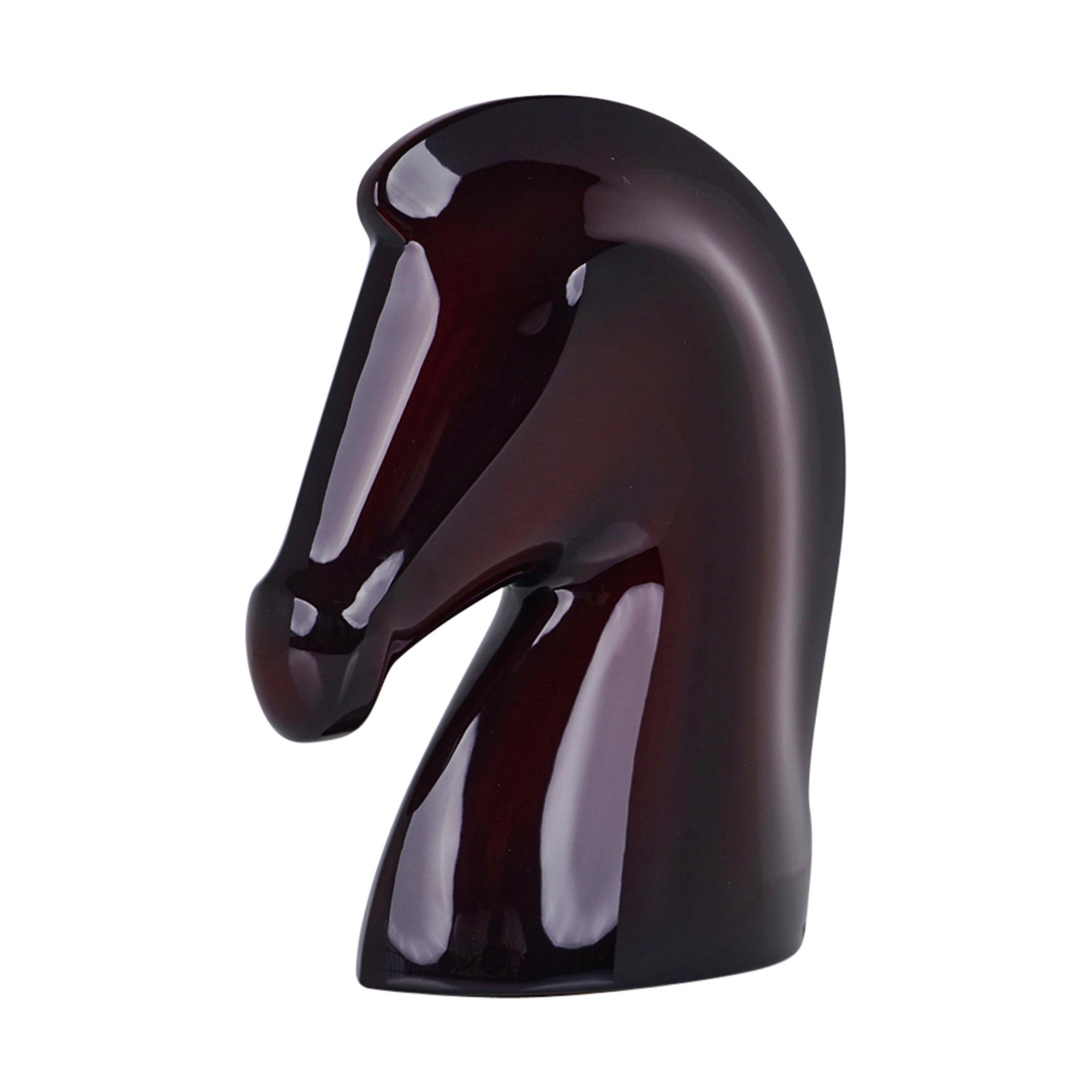 Hermes Samarcande Paperweight Aubergine Lacquered Wood New/ Box In New Condition In Miami, FL
