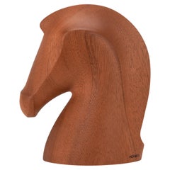 Presse-papier Hermès Samarcande Acajou naturel Tête de cheval