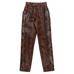 Used Hermes Sample Python Leather Trousers