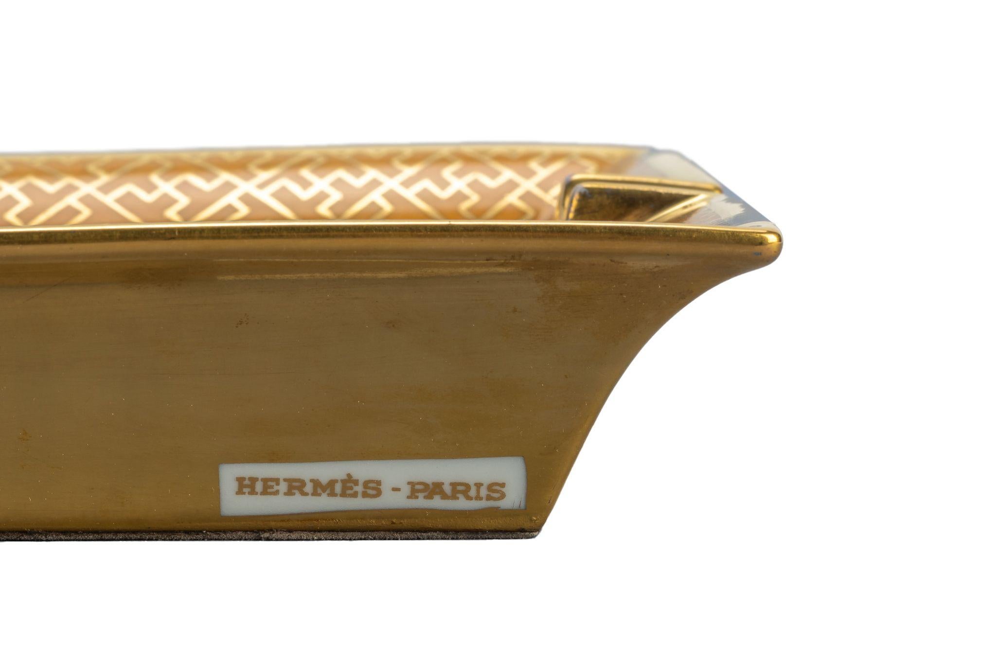 Hermes Samurai Gold Porcelaine Ashtray In Excellent Condition In West Hollywood, CA