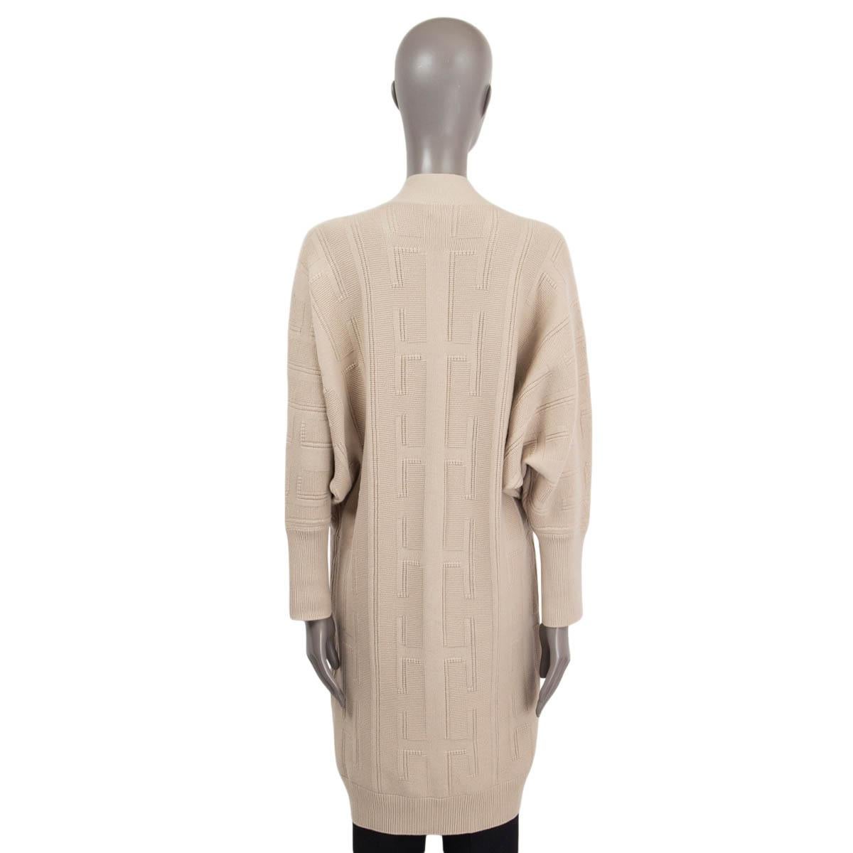 Beige HERMES sand beige wool 2020 VOYAGE KNIT Coat Jacket 34 XXS For Sale