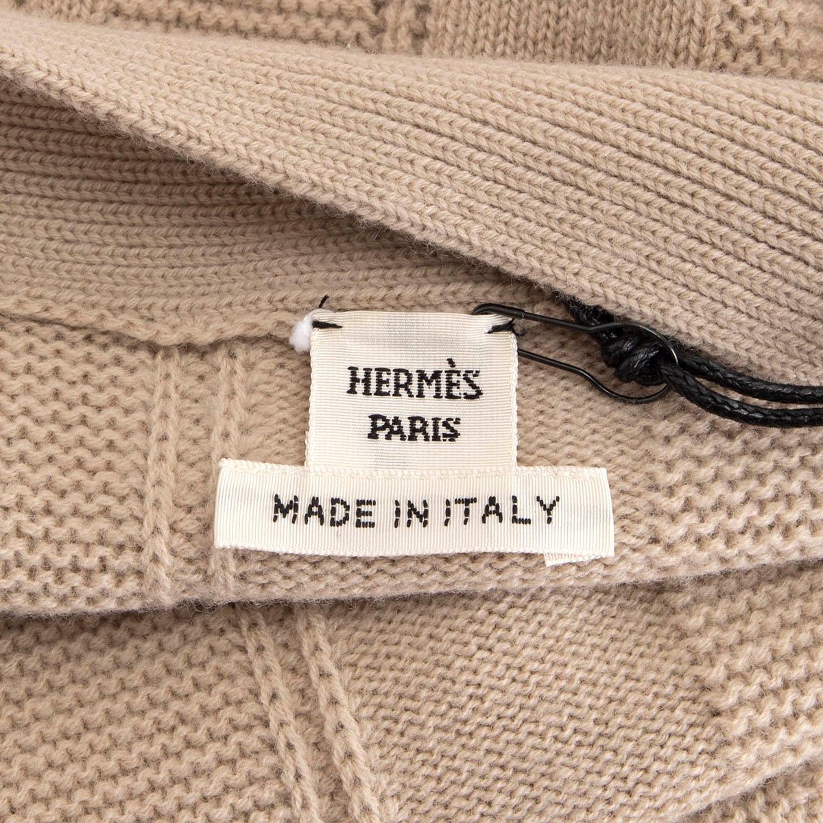 Women's HERMES sand beige wool 2020 VOYAGE KNIT Coat Jacket 34 XXS For Sale