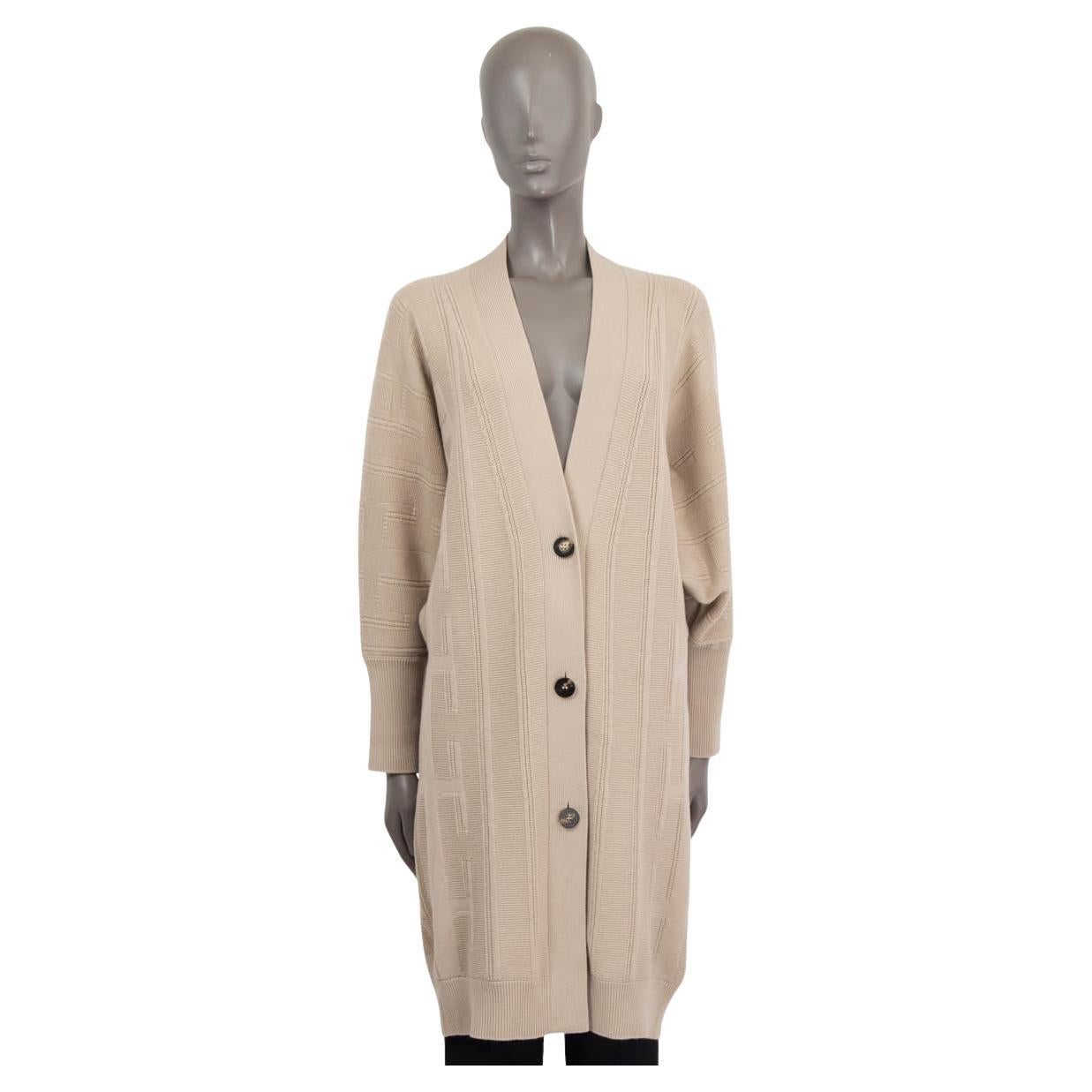 HERMES sand beige wool 2020 VOYAGE KNIT Coat Jacket 34 XXS For Sale