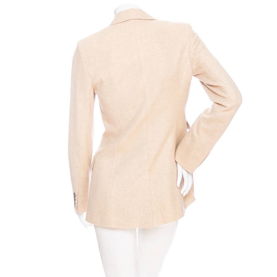 Women's Hermès Sand Cashmere Single-Breasted Blazer  For Sale