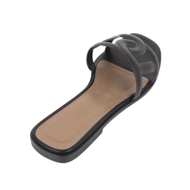  Hermes  Sandal  Flat  Omaha Black Shoe 39 9 new For Sale at 