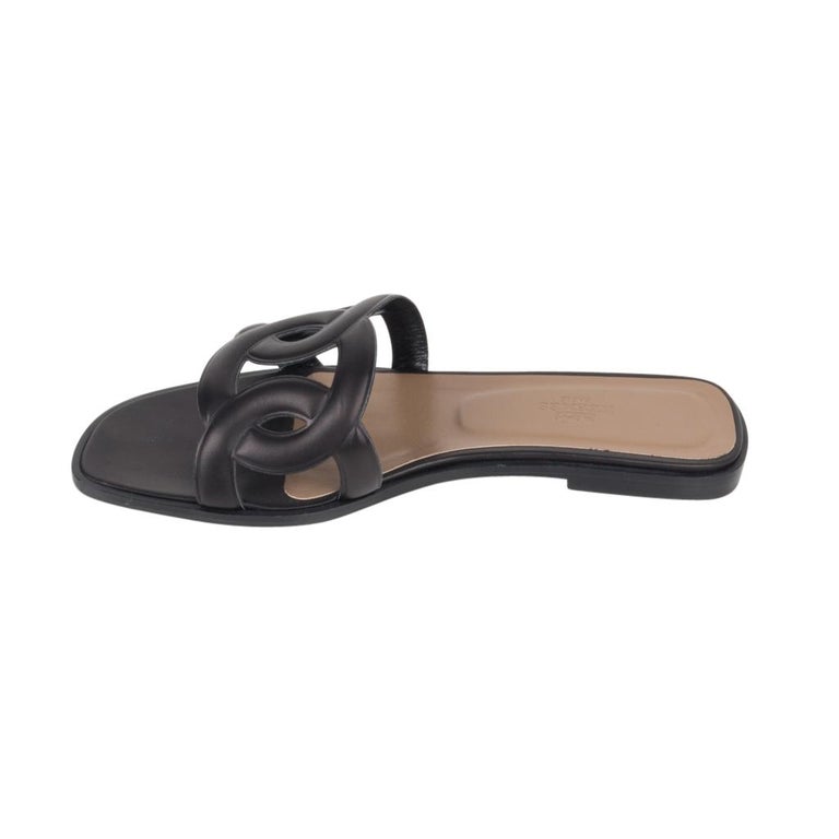 Hermes Sandal Flat Omaha Black Shoe 39 / 9 new at 1stDibs | hermes ...