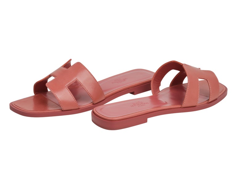 Hermes Sandal Flat Oran Rare Blush Pink Chevre 36.5 / 6.5 new at 1stDibs