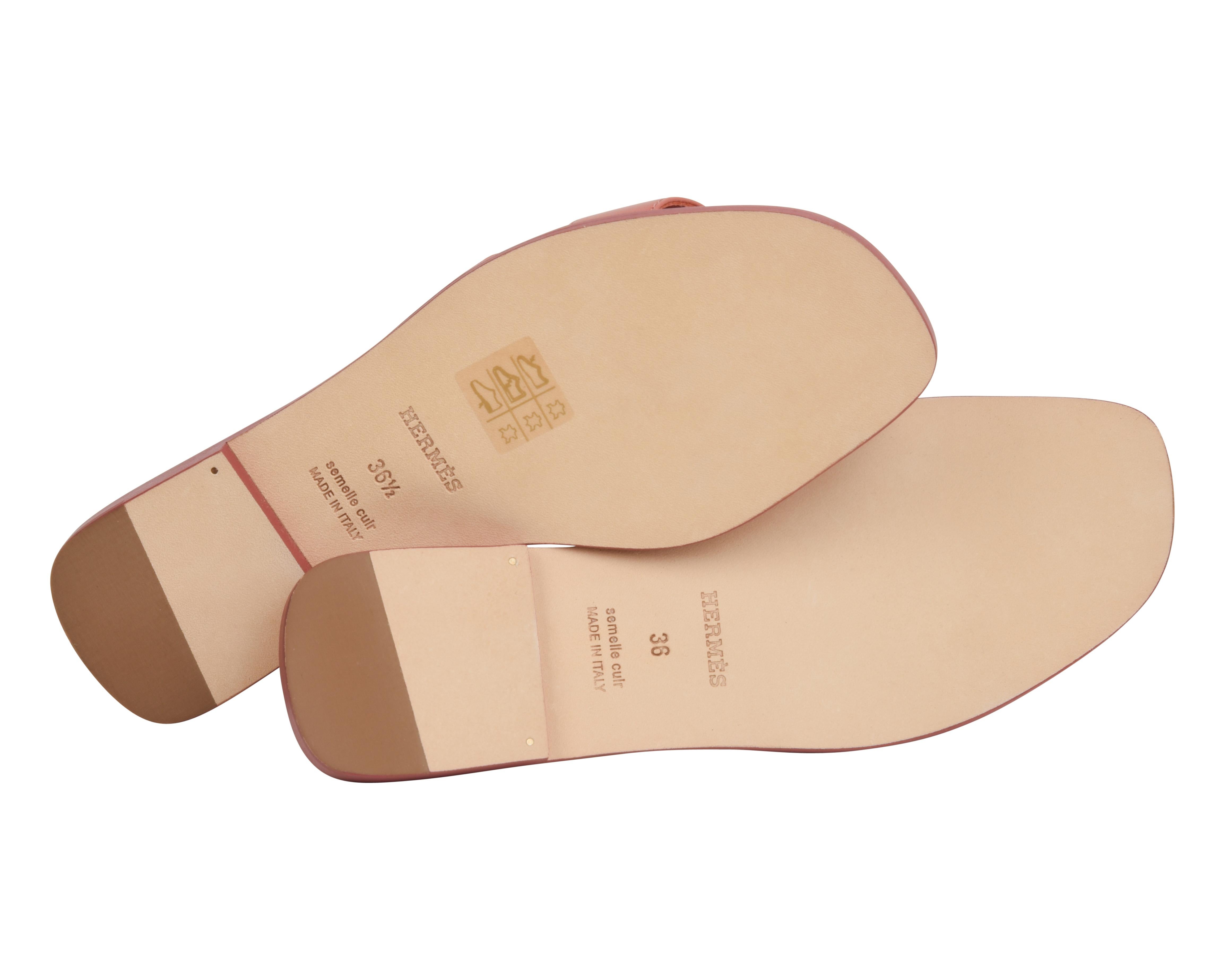 Hermes Sandal Flat Oran Rare Blush Pink Chevre 36.5 / 6.5 new 4