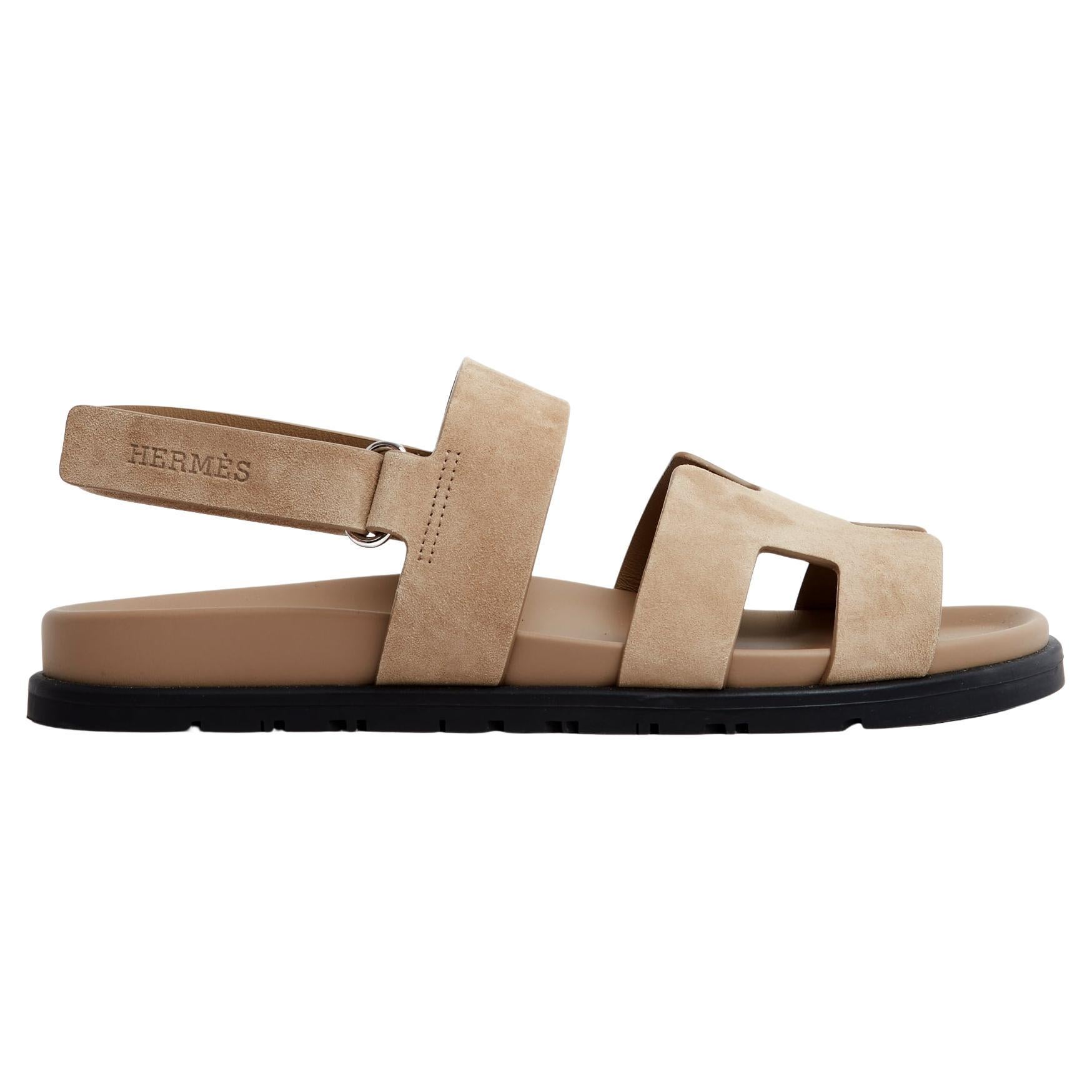 Hermès Sandales Chypre EU40.5 Beige Suede Genius Sandals UK6.5 US9 Hermes NIB For Sale