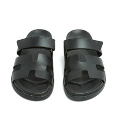 Hermès Sandales Chypre Noir EU37 Black Leather Sandals Mules UK4 US6.5 Hermes