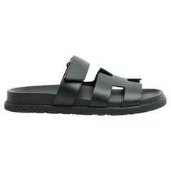 Hermès Sandales Chypre Noir EU37 Black Leather Sandals Mules UK4 US6.5 Hermes