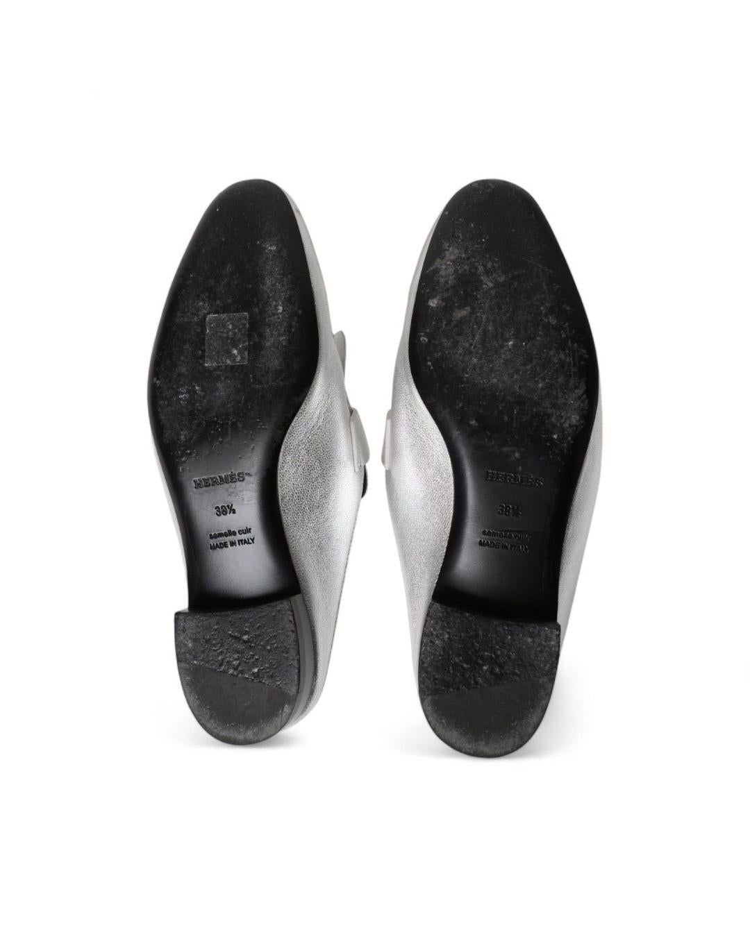 Hermès Sandali Rivoli Argento Metallizzato im Angebot 4