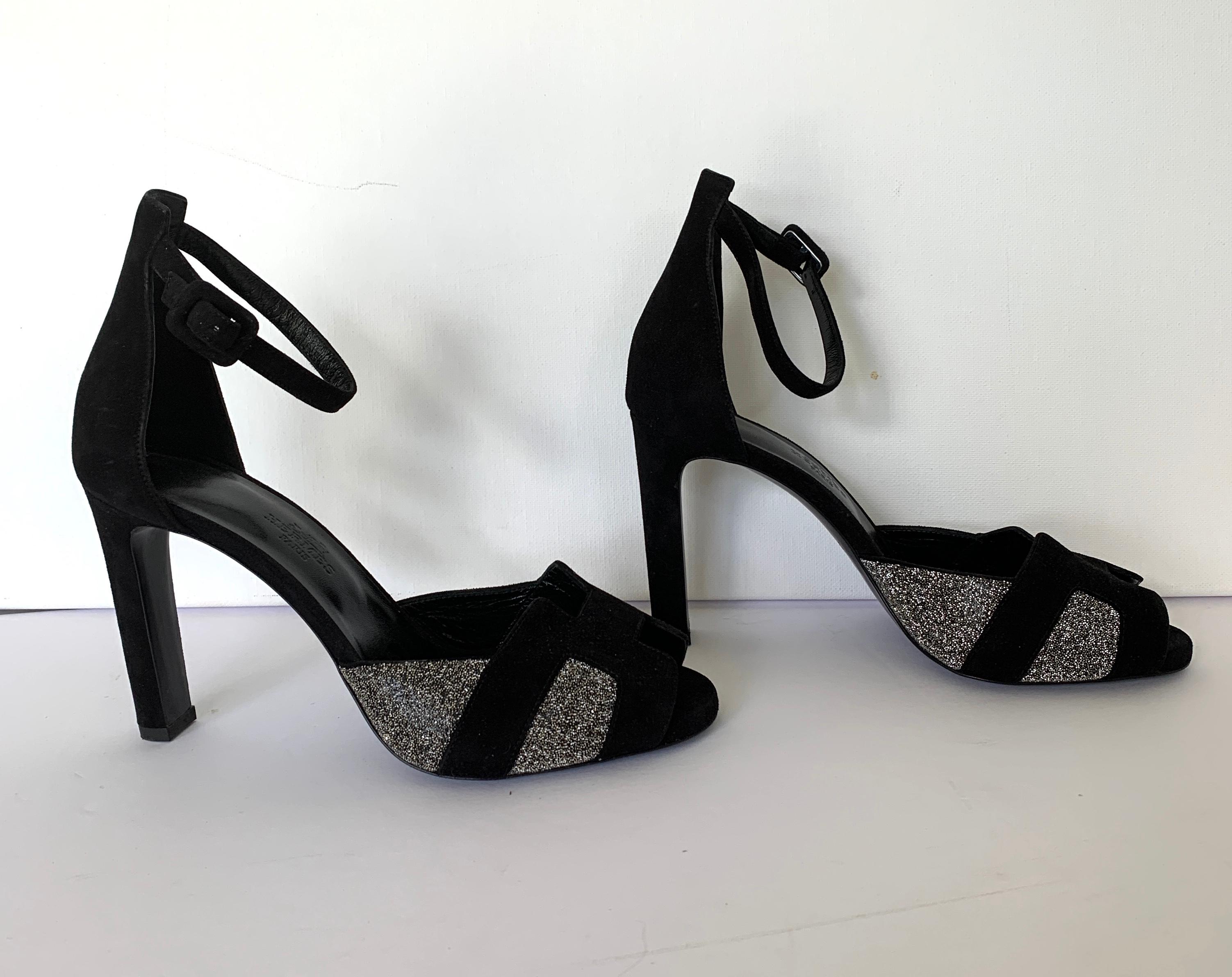 Absolutely stunning Hermes High Heel Sandals
Black Suede adorned with crystal beads
3.5 