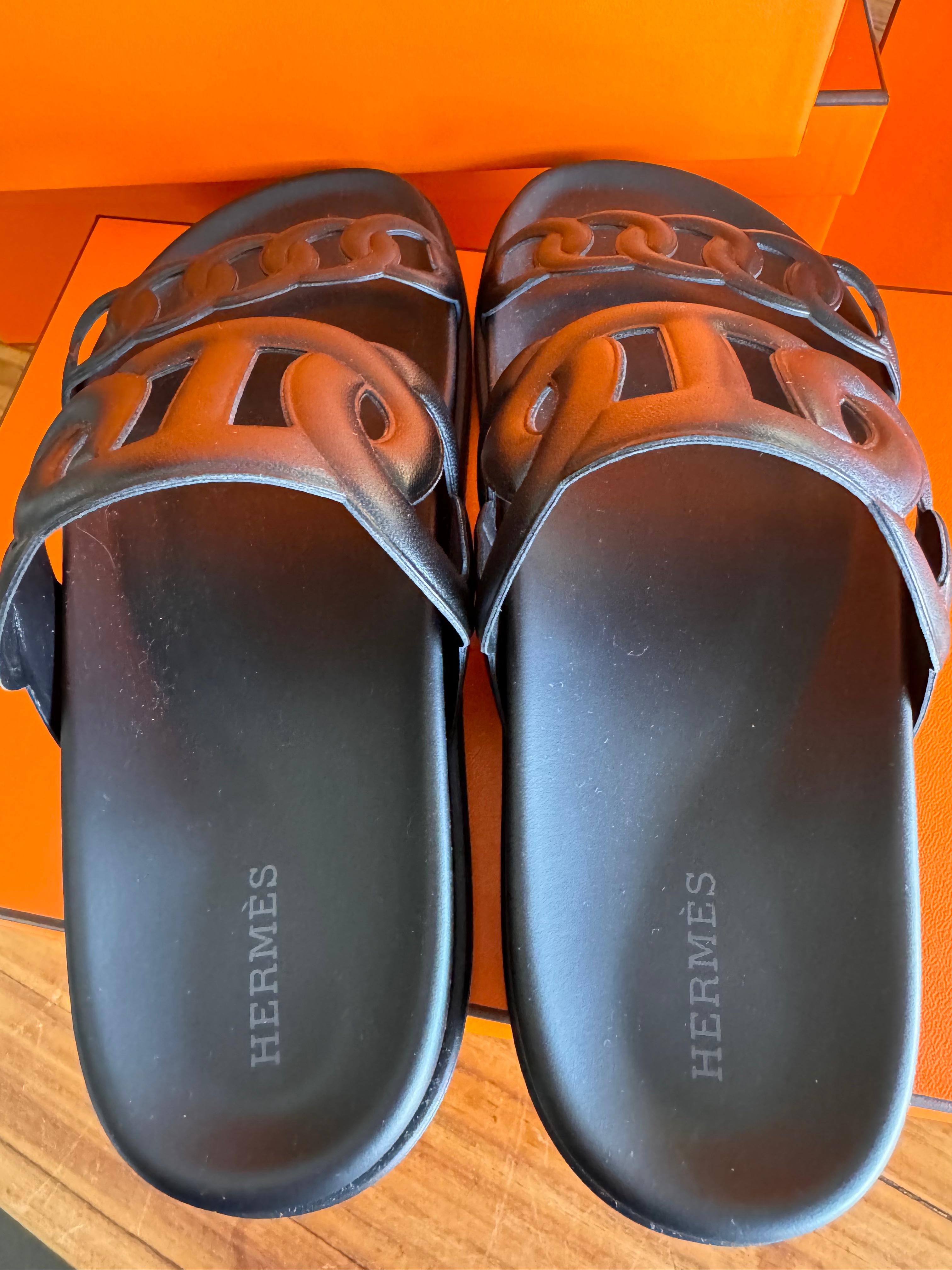 Hermes Sandals Extra in Nappa colour Black size 39  1