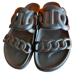 Sandales Hermès Extra en Nappa couleur Noir taille 39 