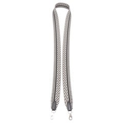 HERMES Sangle 25 negro blanco rayas chevron tejido correa del bolso de hardware de plata