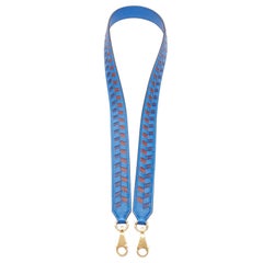 HERMES Sangle 25 blau braun gewebtes Leder goldene Hardware Tasche Riemen