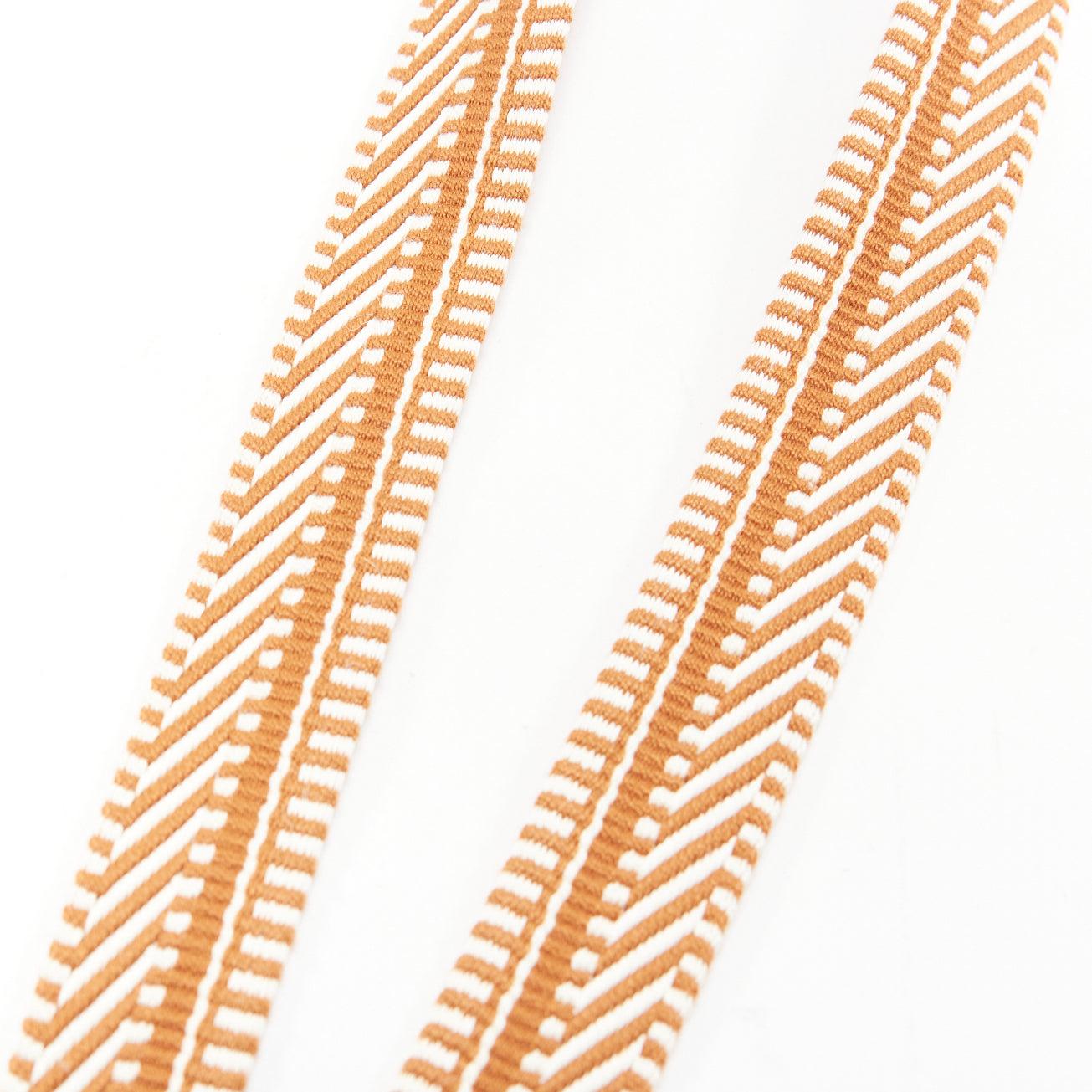 HERMES Sangle 25 brown chevron stripes woven fabric gold hardware bag strap For Sale 1