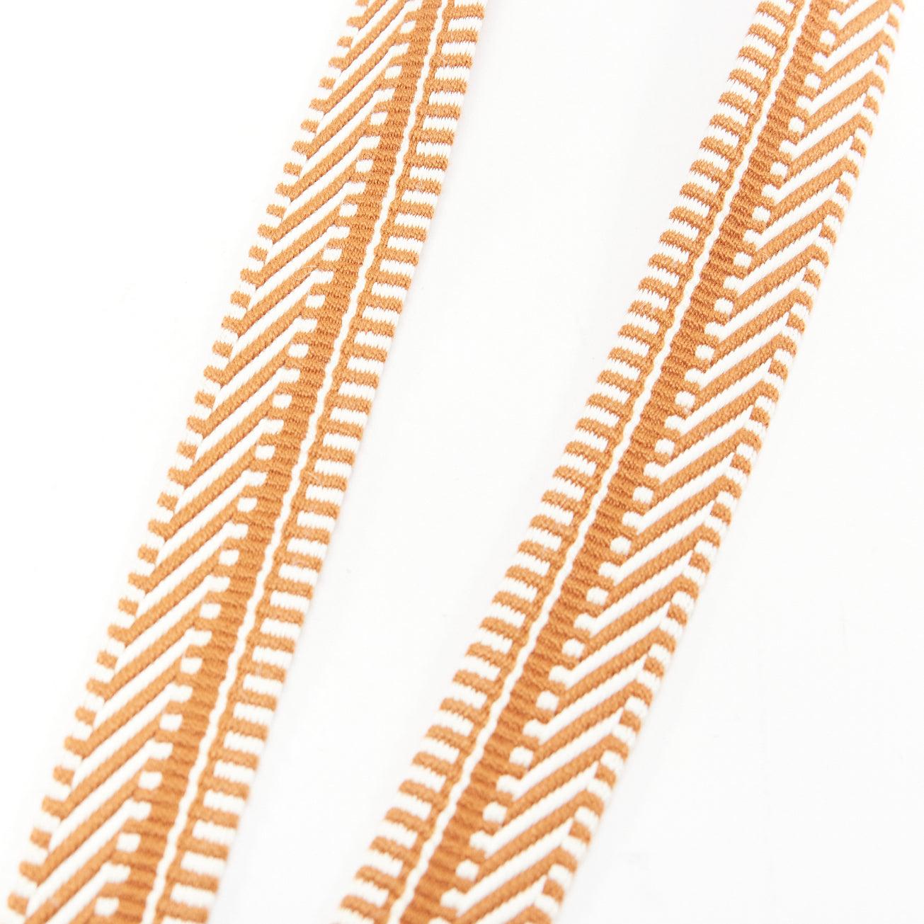 HERMES Sangle 25 brown chevron stripes woven fabric gold hardware bag strap 1