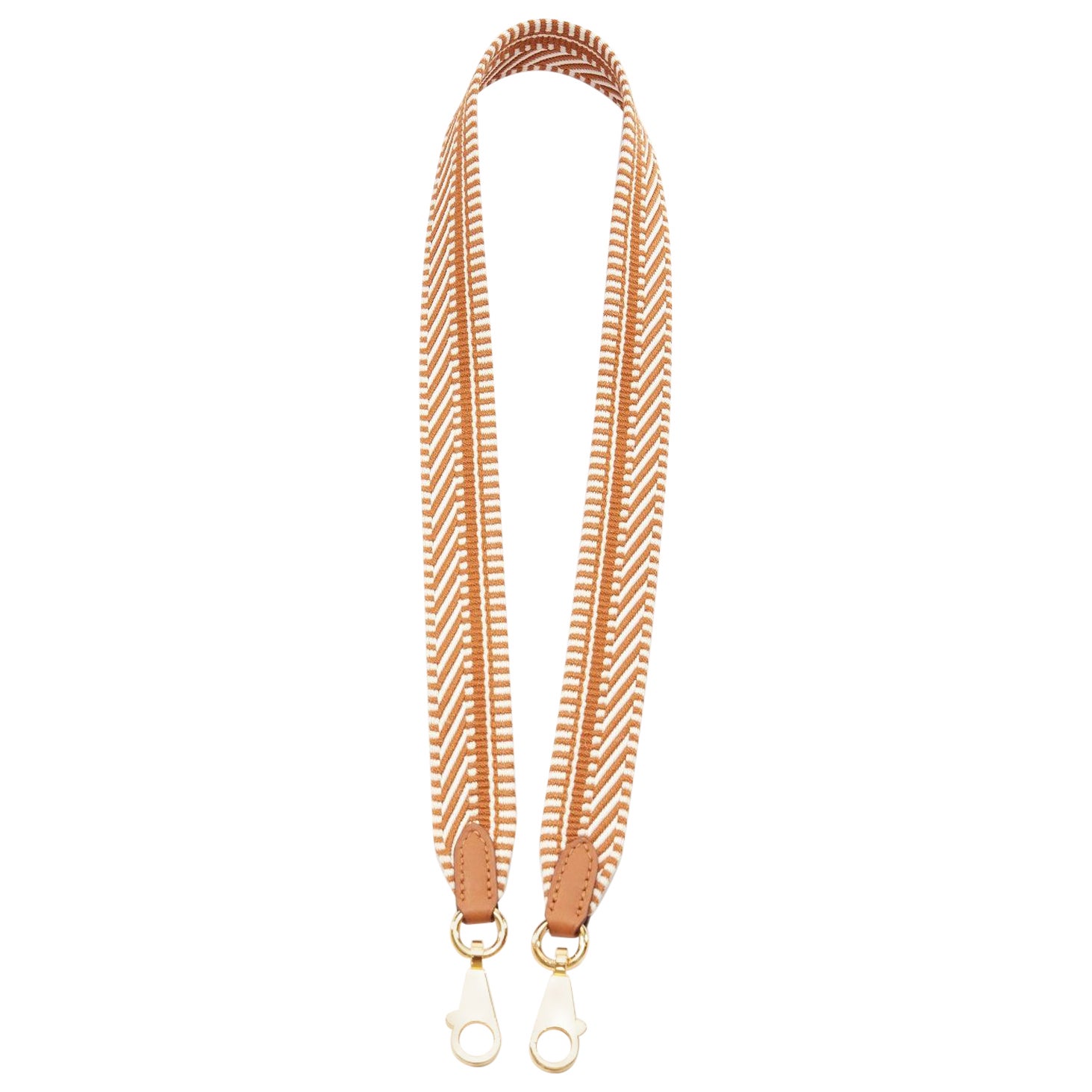 HERMES Sangle 25 brown chevron stripes woven fabric gold hardware bag strap
