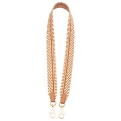 HERMES Sangle 25 brown chevron stripes woven fabric gold hardware bag strap